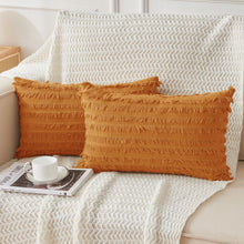 Load image into Gallery viewer, JELLYMONI Pack of 2 Linen Cotton Couch Throw Pillow Covers, Couch Pillow Covers with Fringe Design Cushion Covers for Couch