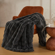 Load image into Gallery viewer, JELLYMONI Faux Fur Throw Blanket, Fuzzy Cozy Plush Bubble Bed Throw Blanket