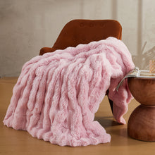 Load image into Gallery viewer, JELLYMONI Faux Fur Throw Blanket, Fuzzy Cozy Plush Bubble Bed Throw Blanket