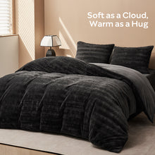 Load image into Gallery viewer, JELLYMONI Faux Fur Striped Duvet Cover Set