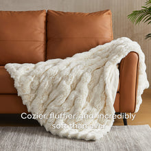 Load image into Gallery viewer, JELLYMONI Faux Fur Throw Blanket, Fuzzy Cozy Plush Bubble Bed Throw Blanket