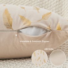 Load image into Gallery viewer, JELLYMONI Pack of 2 Decorative Throw Pillow Covers for Couch Bed Sofa, Velvet Throw Pillow Covers with Gold Leaves Feather