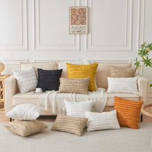 Load image into Gallery viewer, JELLYMONI Pack of 2 Linen Cotton Couch Throw Pillow Covers, Couch Pillow Covers with Fringe Design Cushion Covers for Couch