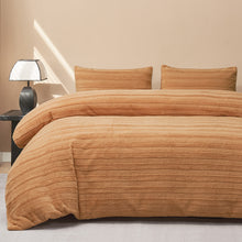 Load image into Gallery viewer, JELLYMONI Faux Fur Striped Duvet Cover Set