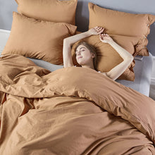 Load image into Gallery viewer, Washed Cotton Duvet Cover Set Rust with Button Closure - JELLYMONI