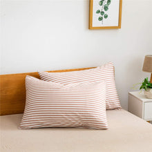 Load image into Gallery viewer, Natural Cotton Pink Striped Duvet Cover Sets - JELLYMONI