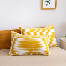 Load image into Gallery viewer, Natural Cotton Yellow Striped Duvet Cover Sets - JELLYMONI