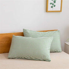 Load image into Gallery viewer, Natural Cotton Green Striped Duvet Cover Sets - JELLYMONI