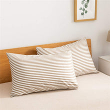 Load image into Gallery viewer, Natural Cotton Khaki Striped Duvet Cover Sets - JELLYMONI