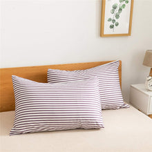 Load image into Gallery viewer, Natural Cotton Purple Striped Duvet Cover Sets - JELLYMONI