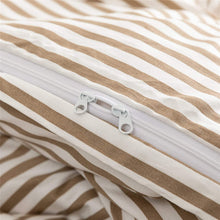 Load image into Gallery viewer, Natural Cotton Khaki Striped Duvet Cover Sets - JELLYMONI