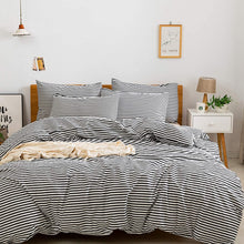 Load image into Gallery viewer, Natural Cotton Black Striped Duvet Cover Sets - JELLYMONI