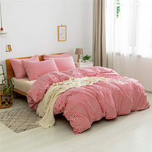 Load image into Gallery viewer, Natural Cotton Red Striped Duvet Cover Sets - JELLYMONI
