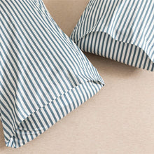 Load image into Gallery viewer, Natural Cotton Grayish Blue Striped Duvet Cover Sets - JELLYMONI