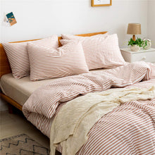 Load image into Gallery viewer, Natural Cotton Pink Striped Duvet Cover Sets - JELLYMONI