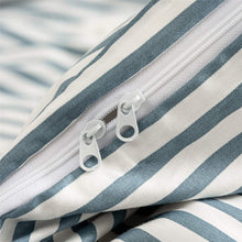 Load image into Gallery viewer, Natural Cotton Grayish Blue Striped Duvet Cover Sets - JELLYMONI
