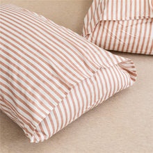 Load image into Gallery viewer, Natural Cotton Pink Striped Duvet Cover Sets - JELLYMONI