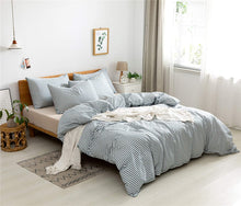 Load image into Gallery viewer, Natural Cotton Grayish Blue Striped Duvet Cover Sets - JELLYMONI