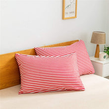 Load image into Gallery viewer, Natural Cotton Red Striped Duvet Cover Sets - JELLYMONI
