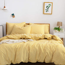 Load image into Gallery viewer, Natural Cotton Yellow Striped Duvet Cover Sets - JELLYMONI