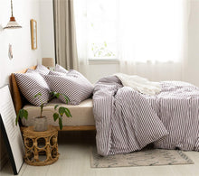 Load image into Gallery viewer, Natural Cotton Purple Striped Duvet Cover Sets - JELLYMONI