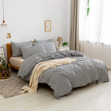 Load image into Gallery viewer, Natural Cotton Black Striped Duvet Cover Sets - JELLYMONI