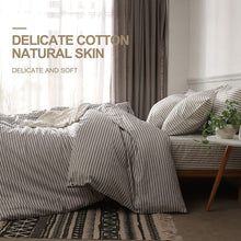 Load image into Gallery viewer, Natural Cotton Grey Striped Duvet Cover Sets - JELLYMONI