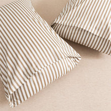 Load image into Gallery viewer, Natural Cotton Khaki Striped Duvet Cover Sets - JELLYMONI