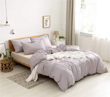 Load image into Gallery viewer, Natural Cotton Purple Striped Duvet Cover Sets - JELLYMONI