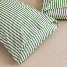 Load image into Gallery viewer, Natural Cotton Green Striped Duvet Cover Sets - JELLYMONI