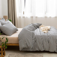Load image into Gallery viewer, Natural Cotton Black Striped Duvet Cover Sets - JELLYMONI