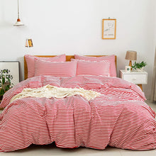 Load image into Gallery viewer, Natural Cotton Red Striped Duvet Cover Sets - JELLYMONI