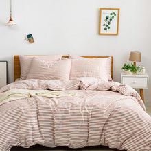 Load image into Gallery viewer, Natural Cotton Pink Striped Duvet Cover Sets - JELLYMONI