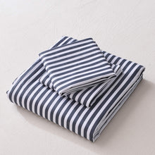 Load image into Gallery viewer, Natural Cotton Navy Blue Striped Duvet Cover Sets - JELLYMONI