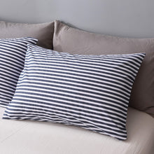 Load image into Gallery viewer, Natural Cotton Navy Blue Striped Duvet Cover Sets - JELLYMONI