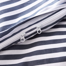 Load image into Gallery viewer, Natural Cotton Navy Blue Striped Duvet Cover Sets - JELLYMONI