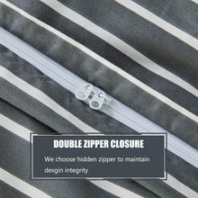 Load image into Gallery viewer, Natural Cotton Dark Grey Striped Duvet Cover Sets - JELLYMONI