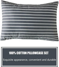 Load image into Gallery viewer, Natural Cotton Dark Grey Striped Duvet Cover Sets - JELLYMONI