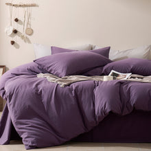 Load image into Gallery viewer, JELLYMONI Duvet Cover Twin/Full/Queen/King Size - 100% Washed Cotton Comforter Cover with Linen-Like Texture, Breathable &amp; Soft Bedding for Modern Home, Guest Room and Everyday Use,1 Duvet Cover &amp; Pillowcase
