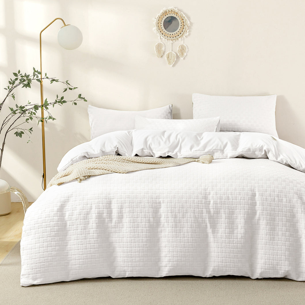 JELLYMONI 3-Piece Microfiber Knitted Duvet Cover Set - Soft, Breathable Waffle Weave Striped Comforter with 8 Corner Ties, Zipper Closure & Elegant Home Decor