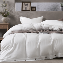 Load image into Gallery viewer, JELLYMONI 100% Washed Cotton Duvet Cover Twin/Full/Queen/King – Soft, Breathable Linen-Look Bedding with Natural Wrinkle Texture, Button Closure, 3-Piece Set Breathe Easy in Bedroom Comfort
