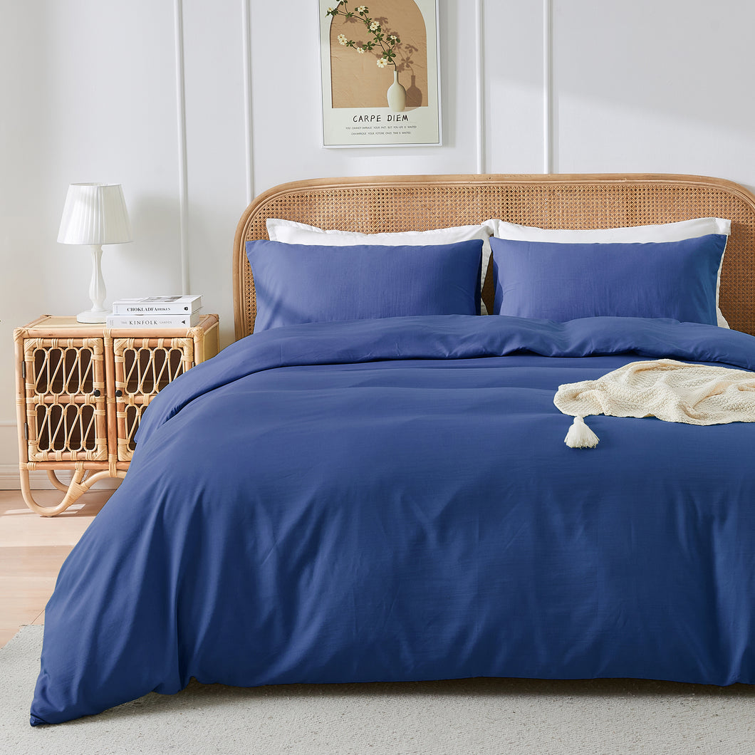 JELLYMONI 3 Pieces Soft Microfiber & Rayon Derived from Bamboo Duvet Cover Set, Cooling Duvet Cover with Zipper Closure