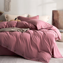 Load image into Gallery viewer, JELLYMONI 100% Washed Cotton Duvet Cover Twin/Full/Queen/King – Soft, Breathable Linen-Look Bedding with Natural Wrinkle Texture, Button Closure, 3-Piece Set Breathe Easy in Bedroom Comfort
