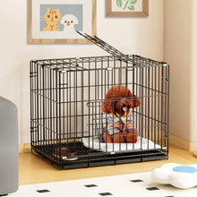 Load image into Gallery viewer, Foldable Black Dog Crate – Heavy Duty Metal Kennel for Pets
