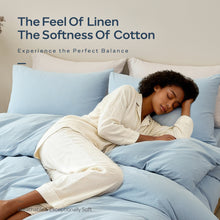 Load image into Gallery viewer, JELLYMONI Duvet Cover Twin/Full/Queen/King Size - 100% Washed Cotton Comforter Cover with Linen-Like Texture, Breathable &amp; Soft Bedding for Modern Home, Guest Room and Everyday Use,1 Duvet Cover &amp; Pillowcase
