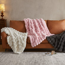 Load image into Gallery viewer, JELLYMONI Faux Fur Throw Blanket,  Fuzzy Cozy Plush Bubble Bed Throw Blanket
