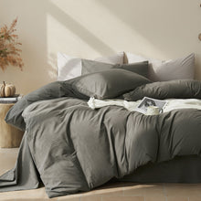 Load image into Gallery viewer, JELLYMONI Duvet Cover Twin/Full/Queen/King Size - 100% Washed Cotton Comforter Cover with Linen-Like Texture, Breathable &amp; Soft Bedding for Modern Home, Guest Room and Everyday Use,1 Duvet Cover &amp; Pillowcase
