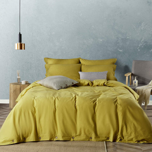 Washed Cotton Duvet Cover Set Ginger with Button Closure - JELLYMONI