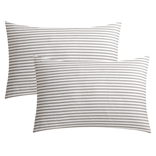Natural Cotton Grey Striped Pillowcases Set with Envelope Closure（2 Pack） - JELLYMONI