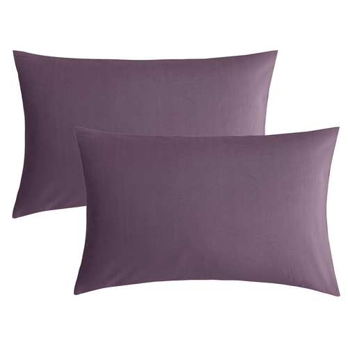 JELLYMONI Purple 100% Washed Cotton Pillowcases with Envelope Closure - JELLYMONI